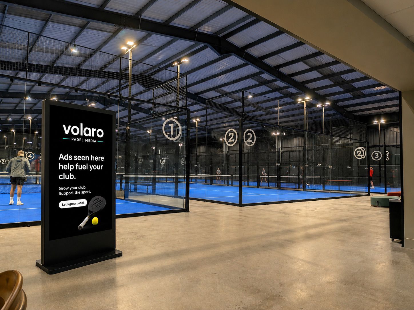Padel venue with Volaro digital signage