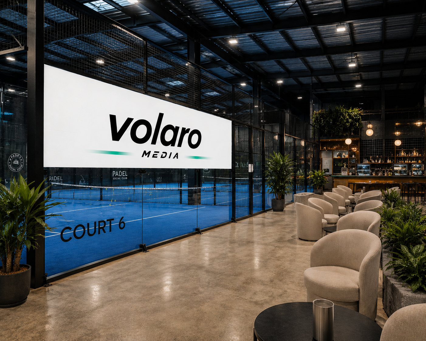 Courtside Volaro branded wall